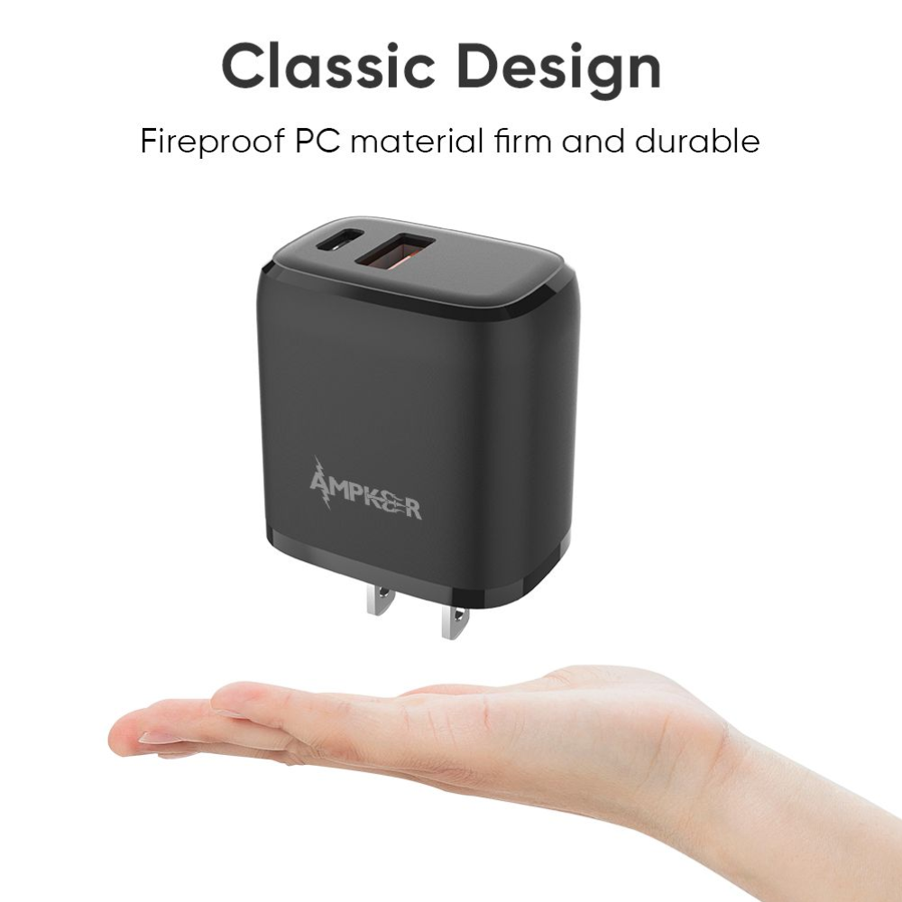 Ampker-Fast Charging Dual Port Wall Charger(38W)