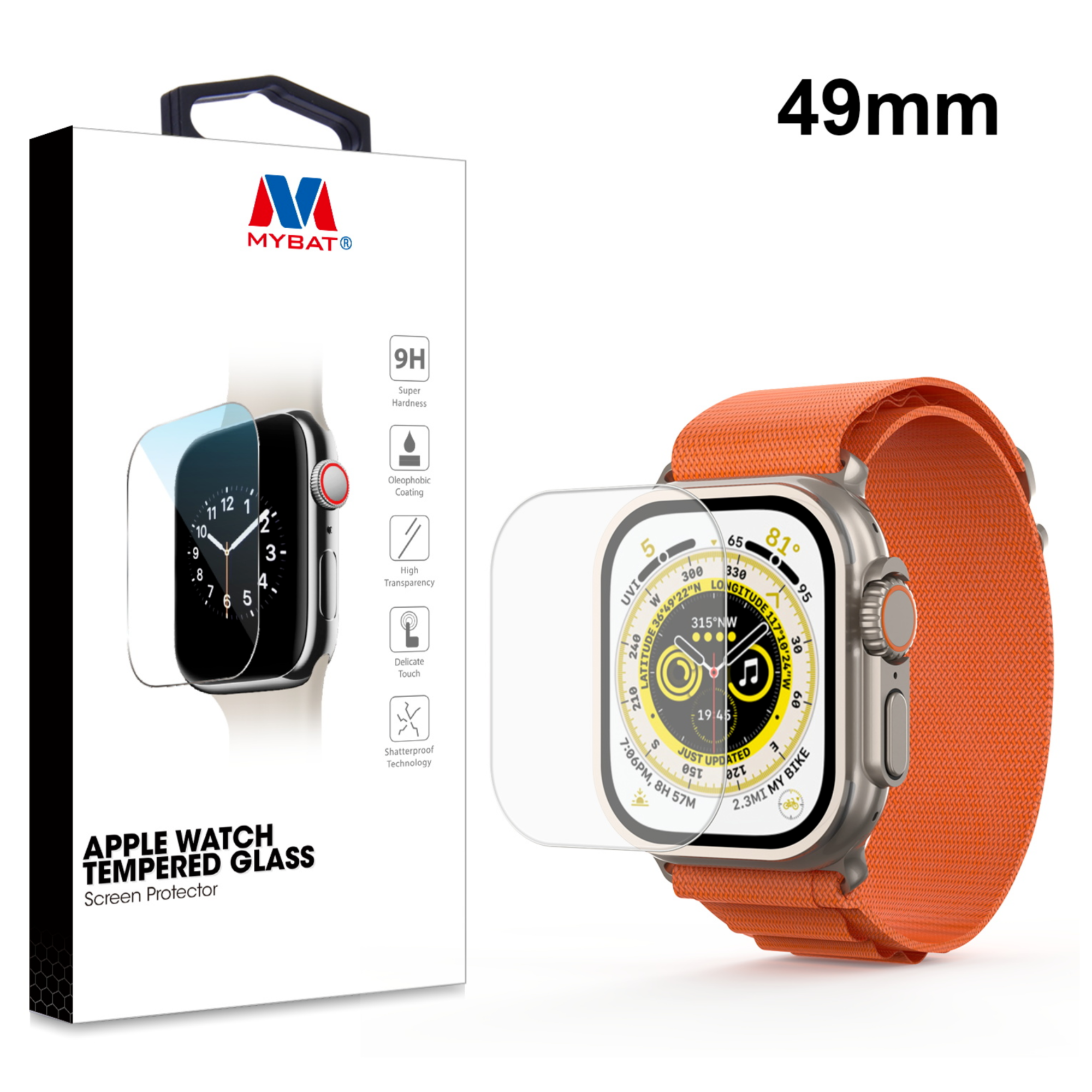 MB - Tempered Glass For Apple Watch Ultra 49MM - Clear
