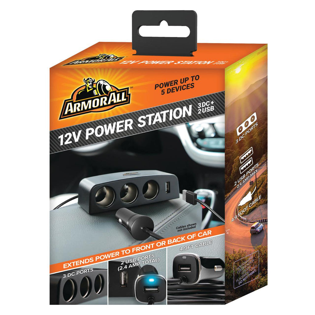 AA - 12V Car Power Station w/ 3 DC + 2 USB