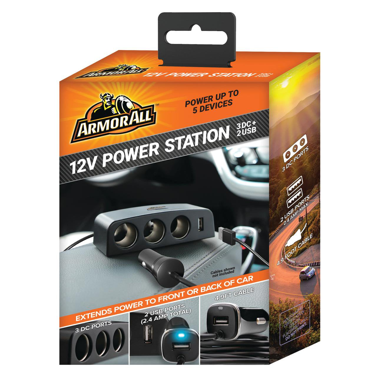 AA - 12V Car Power Station w/ 3 DC + 2 USB