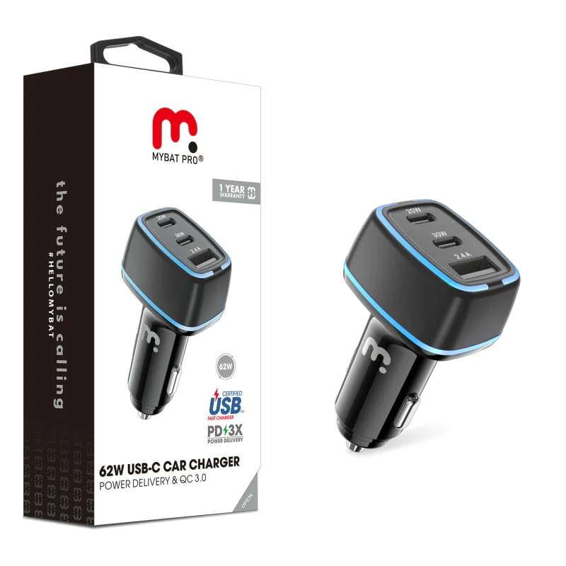 MB - Pro 3-Port Quick Car Charger (Power Delivery & Qc3.0)(62W) - Black