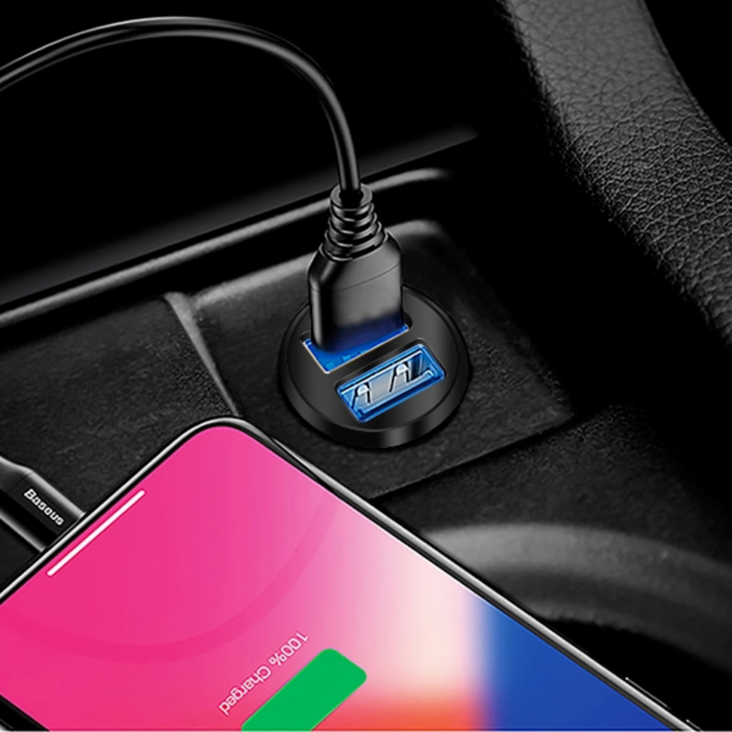MB - Dual USB-A Car Charger Adapter(3.5A) - Black
