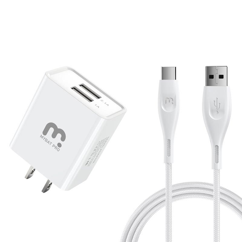 MyBat Pro 2-in-1 Travel Charger with 6ft Type-C USB Cable
