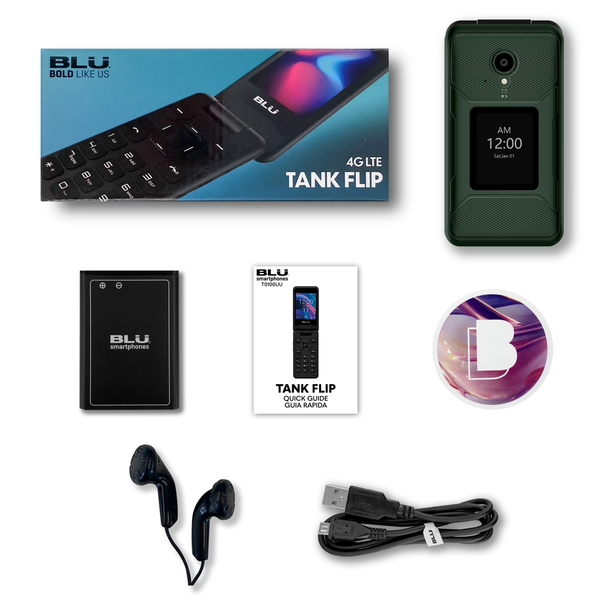 BLU Tank Flip Phone 4G -8GB-Green