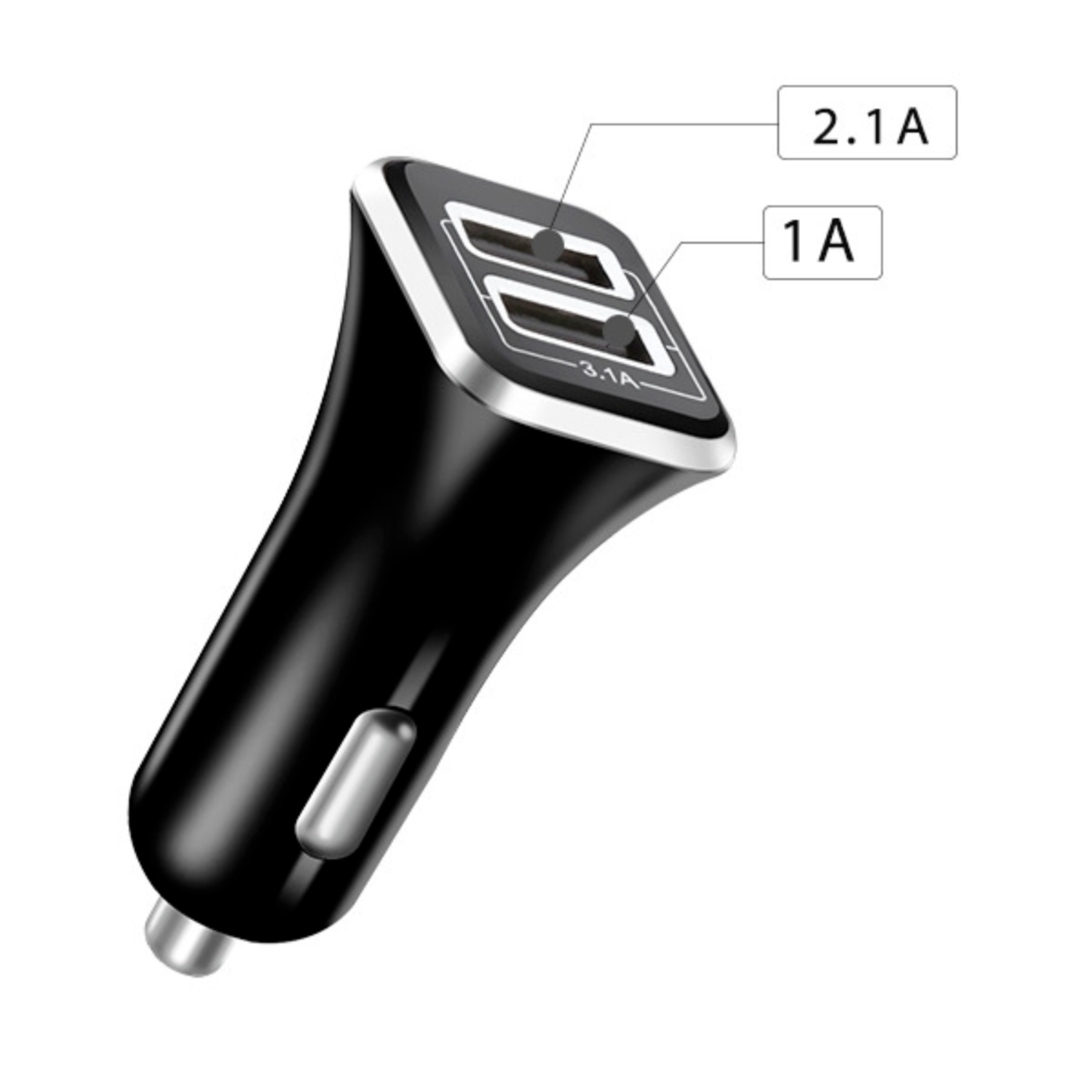 MB - Dual USB-A Car Charger Adapter (3.1A) - Black