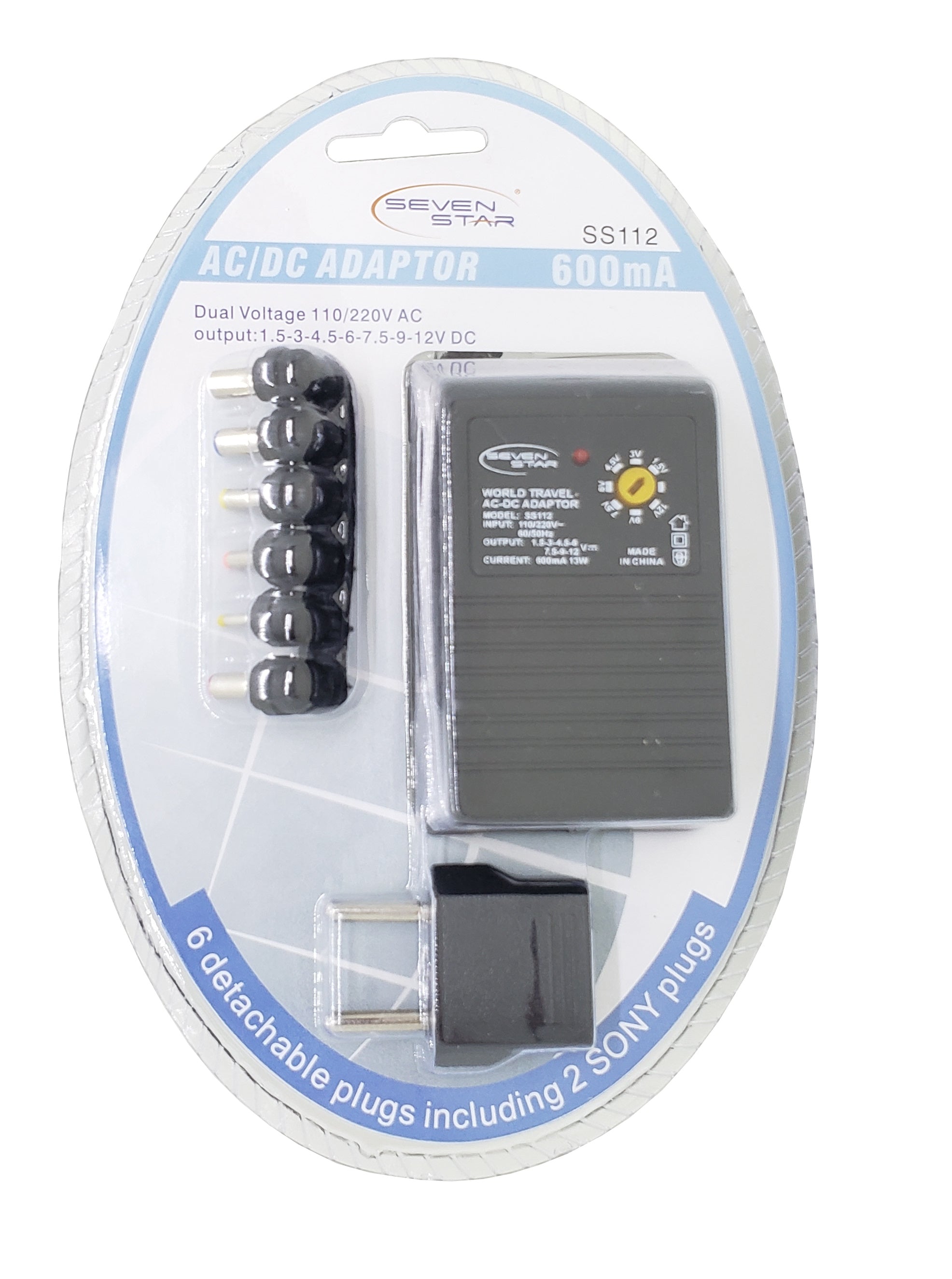 Seven Star AC/DC 600 mA Universal Travel Adapter For Appliances