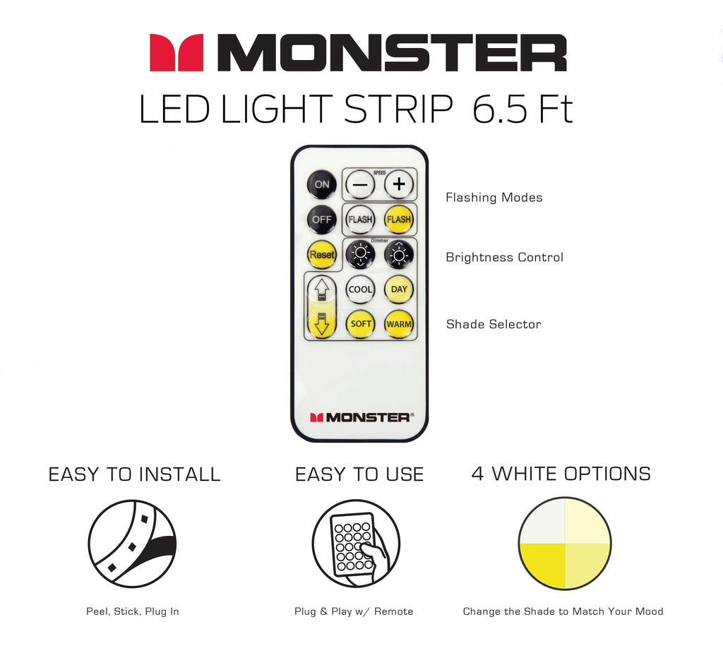 MS - Multi-White LED Light Strip (6.5 ft) w/ Remote