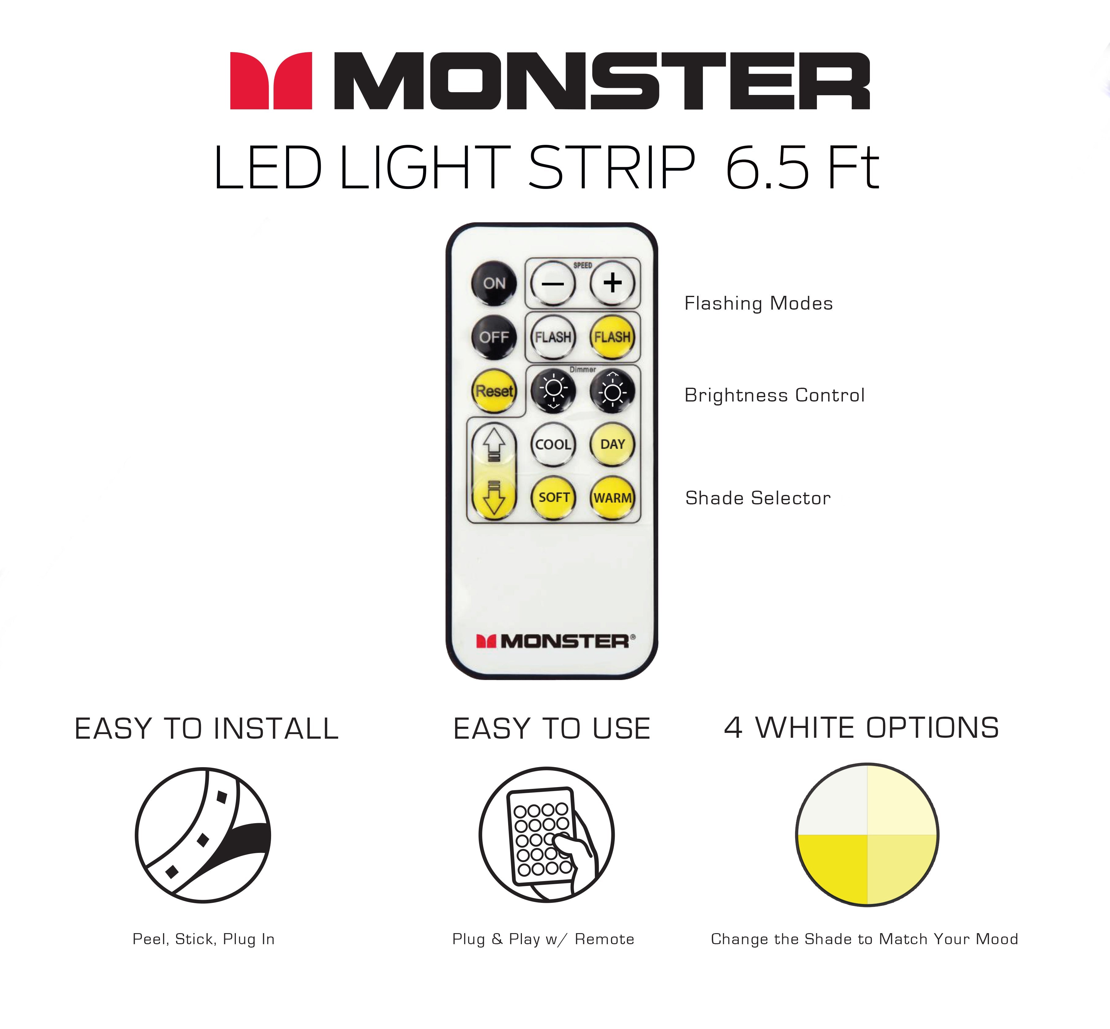 MS - Multi-White LED Light Strip (6.5 ft) w/ Remote