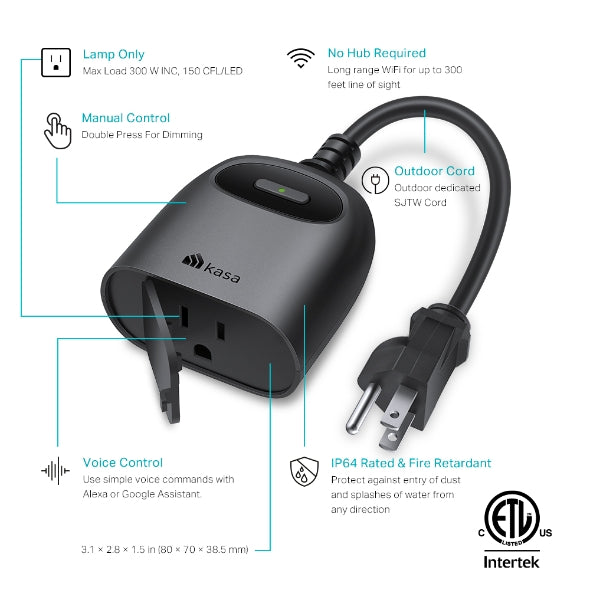 TP-Link Kasa Smart Wifi Outdoor Dimmer Plug (Kp405)