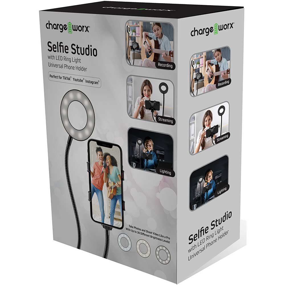 CW - Selfie Studio w/LED Ring Light & Universal Phone Holder