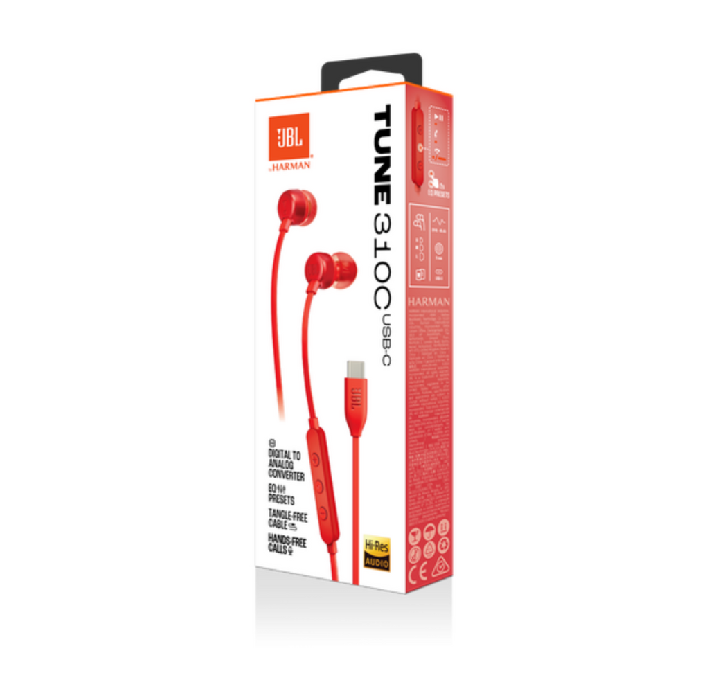 JBL - Tune 310C USB-C Earbuds Red
