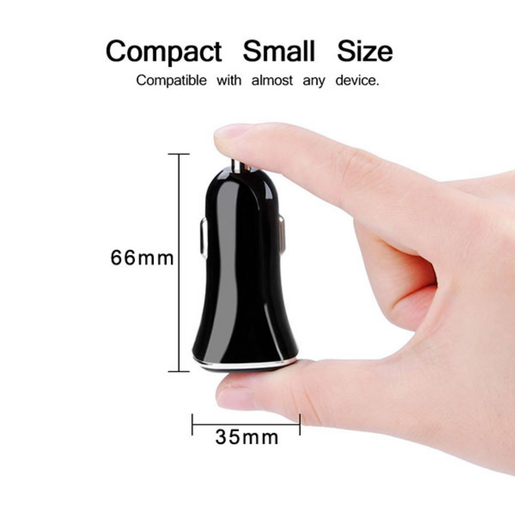 MB - Dual USB-A Car Charger Adapter (3.1A) - Black