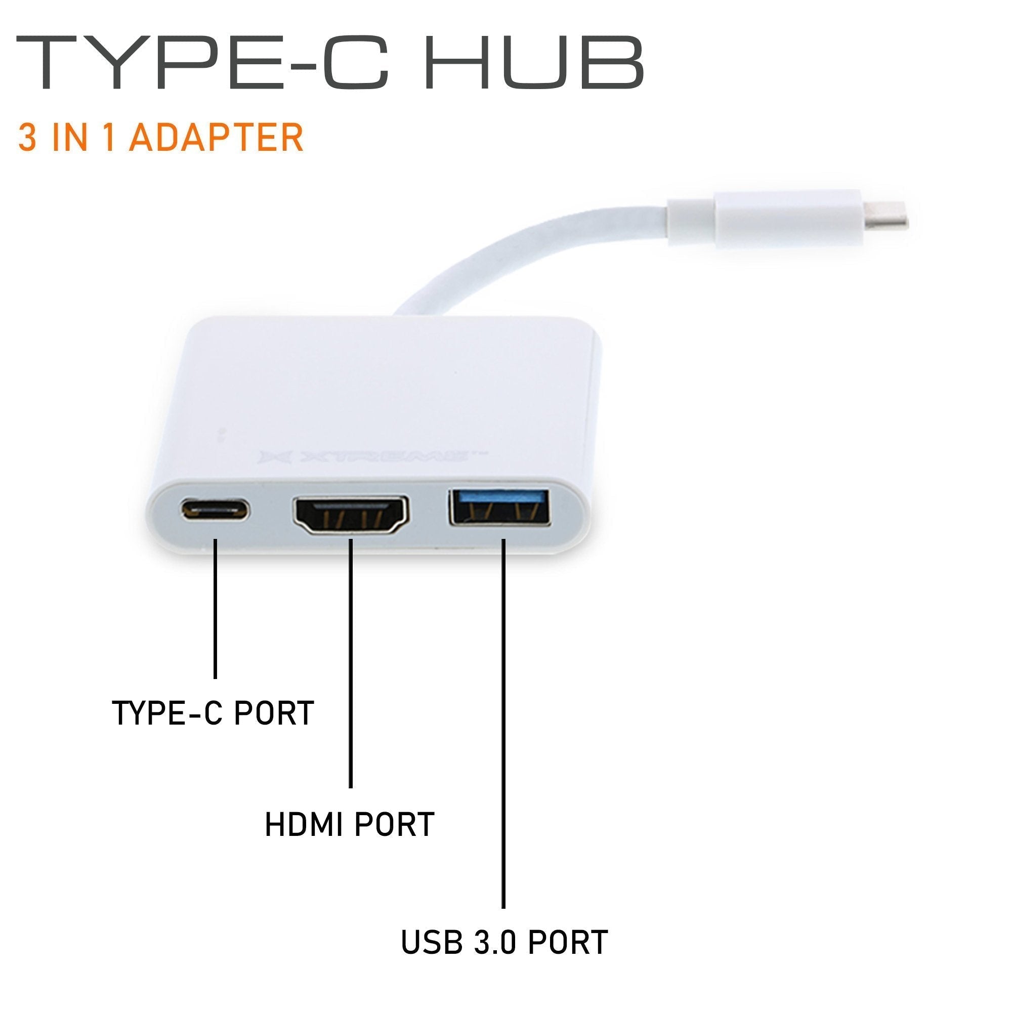 XT - 3-in-1 Type-C Hub Multi-Port Adapter