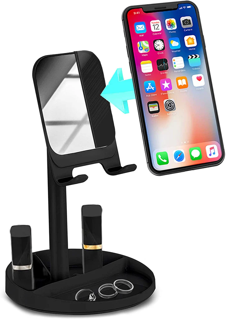 AD - Universal Smartphone / Tablet Stand With Mirror - Black