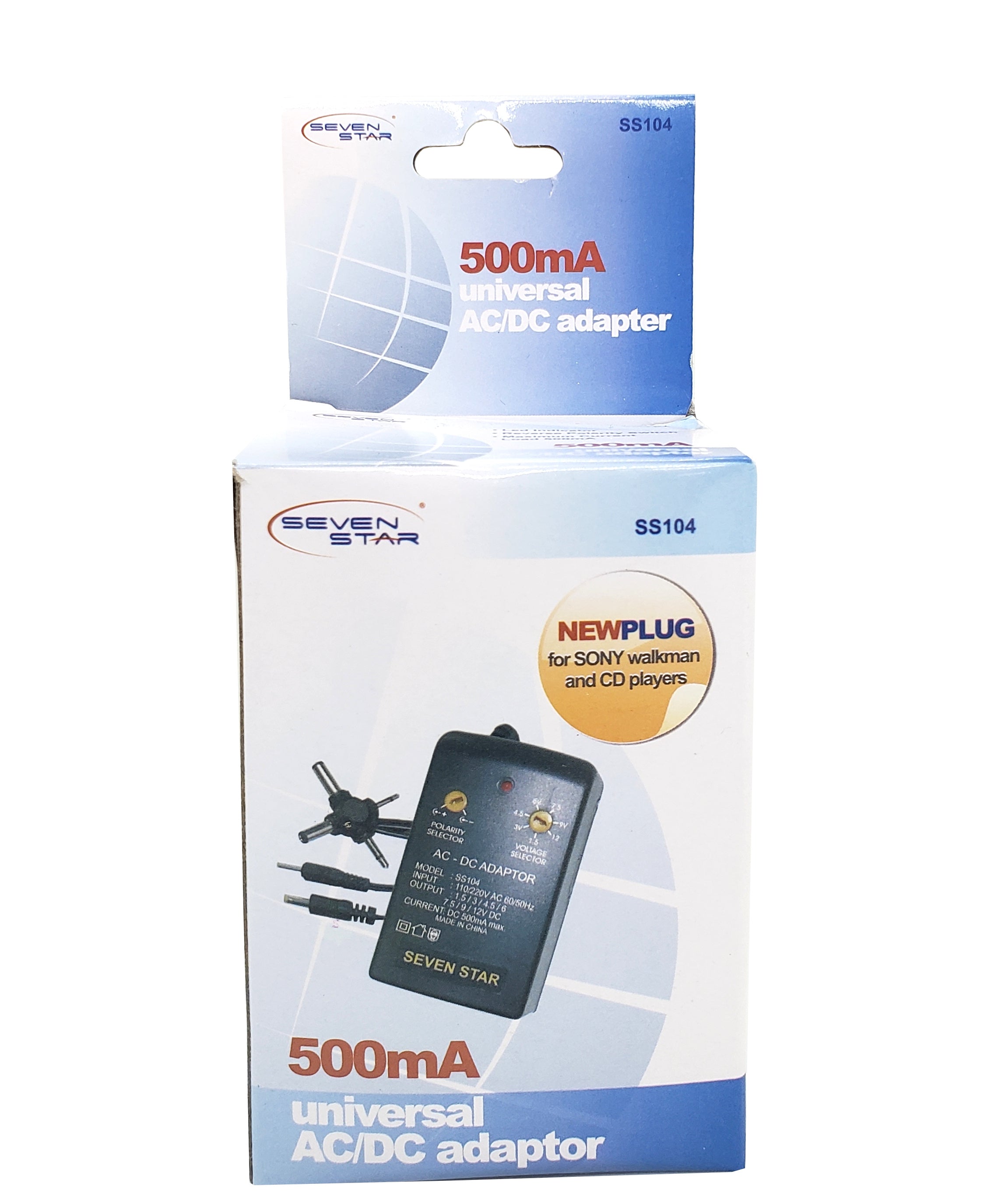 Seven Star Universal AC/DC Adapter 500mA