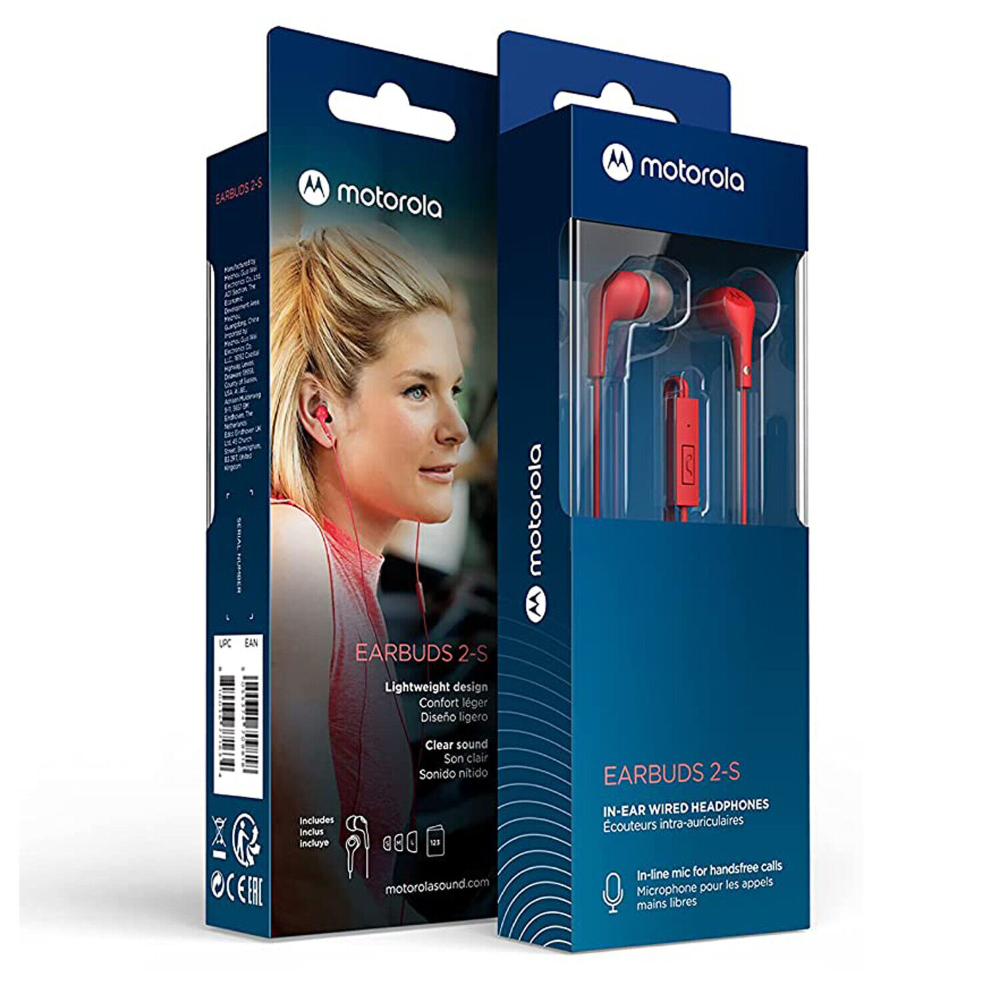 MT - Earbuds 2-S In-Ear Headphones w/ Mic - Red