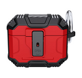 AirPods Pro 3 2025 (3rd Version) Rugged ShockProof Hybrid With Open Button Metal Hook Case Cover - Red
