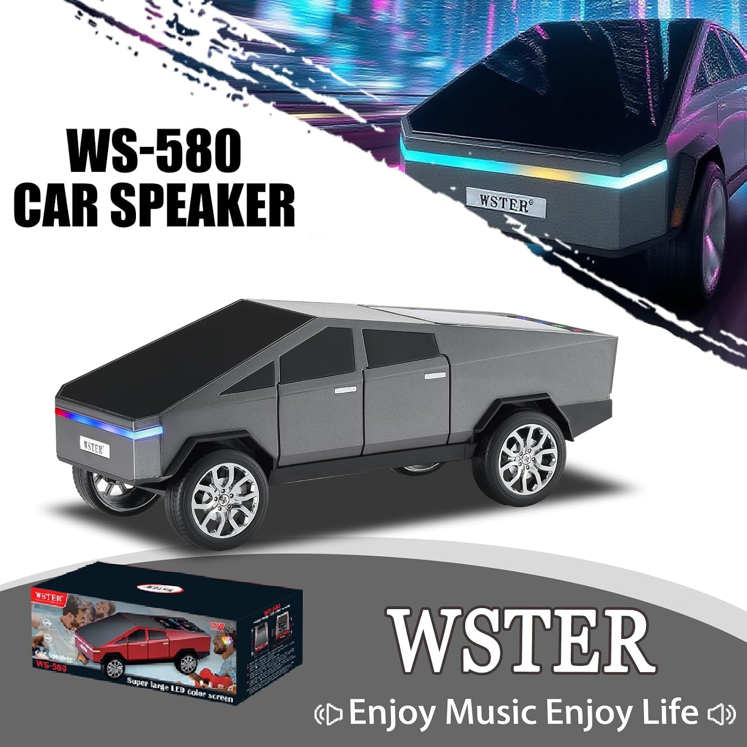 WS - Cybertruck Bluetooth Radio Speaker - Gray