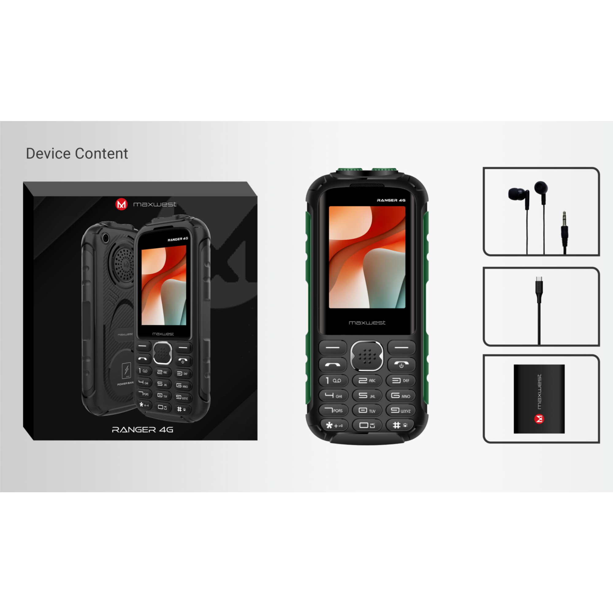 MaxWest Ranger 4G-128MB-Black/Green-DUOS