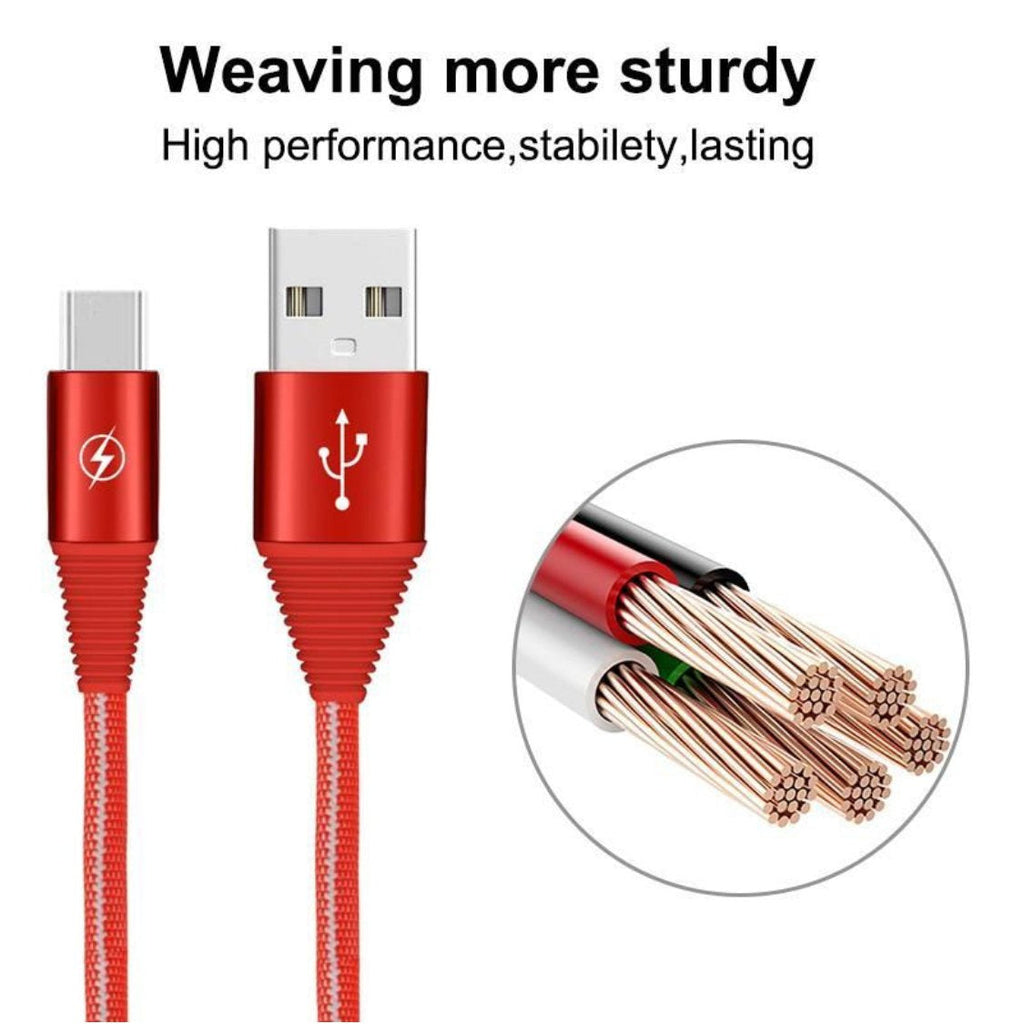 Type-C Cable Nylon Braided 2.4A (JKX-19) - Red