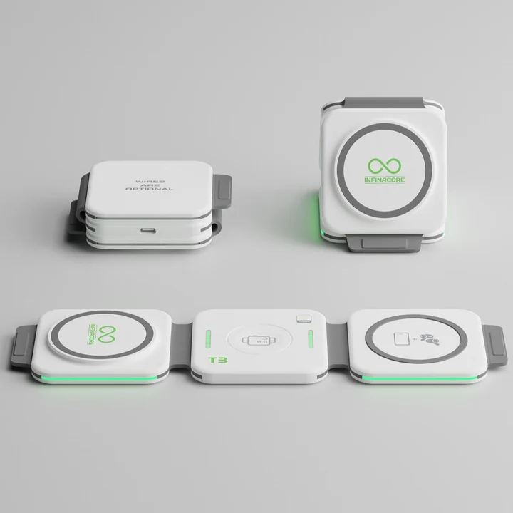 IC - 3-IN-1 WIRELESS CHARGING STATION (MAGNETIC FOLDABLE) - White