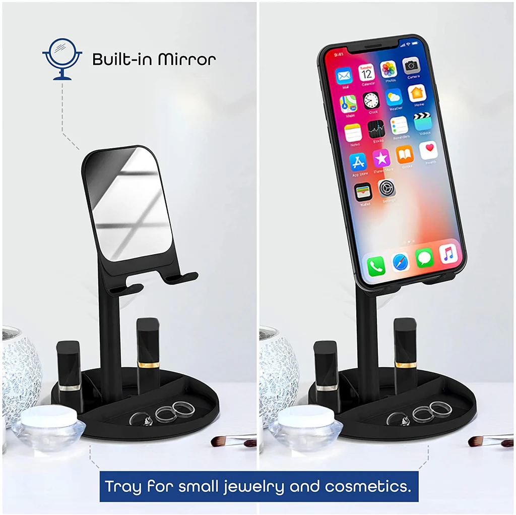 AD - Universal Smartphone / Tablet Stand With Mirror - Black