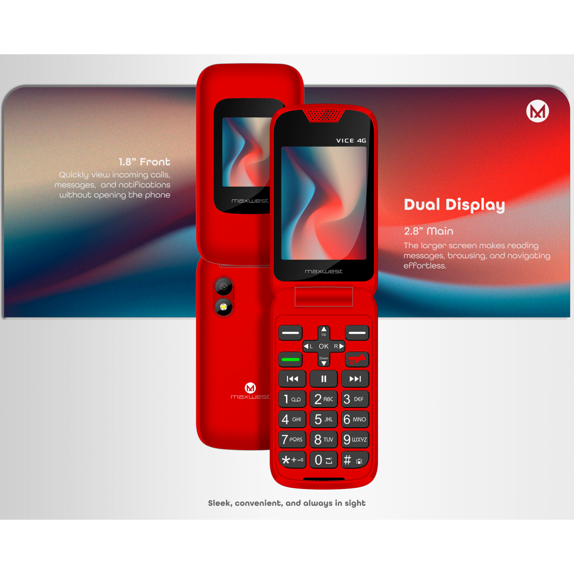 MaxWest Vice 4G LTE Flip -Silver