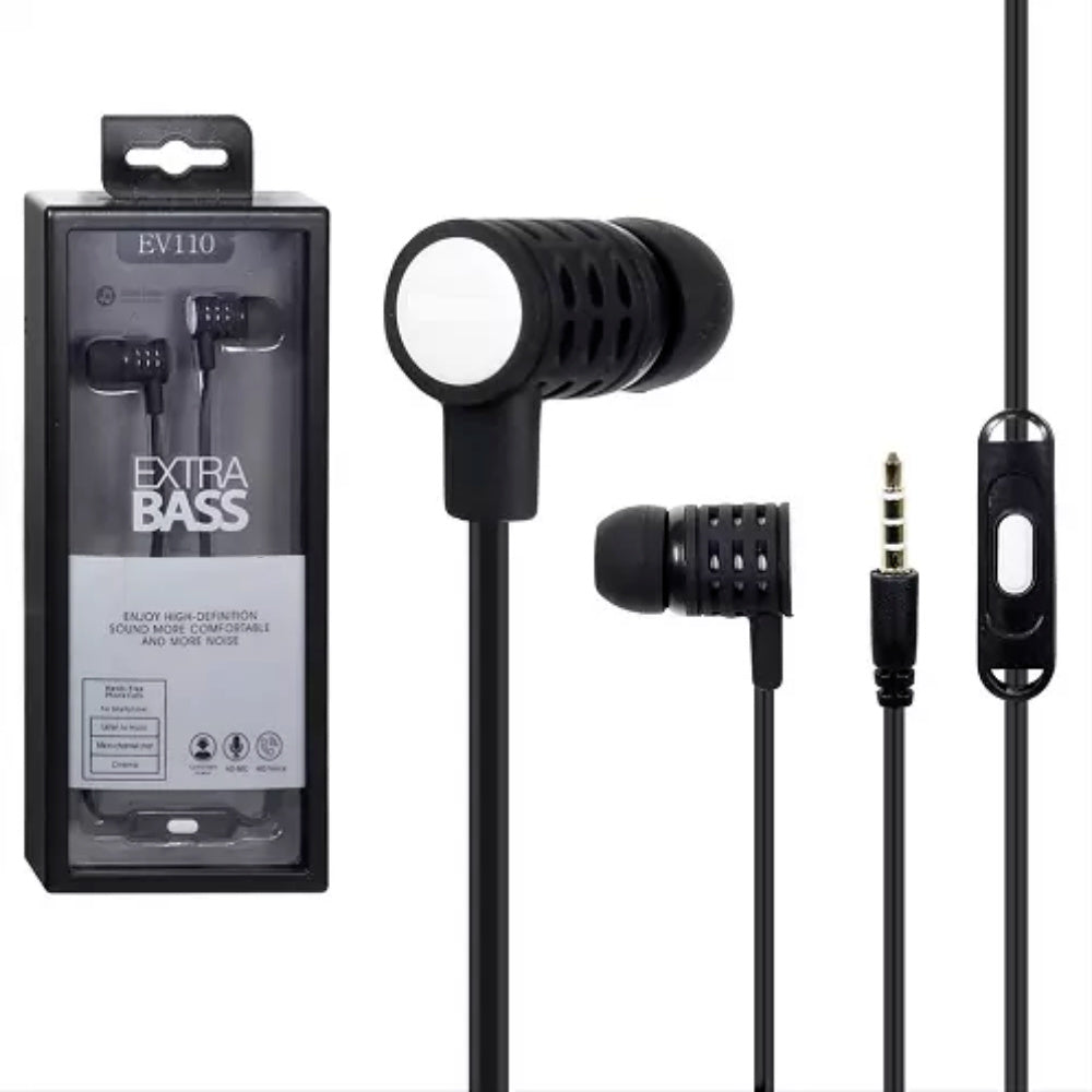 EV110 Extra Bass In-Ear Stereo Headset - Black