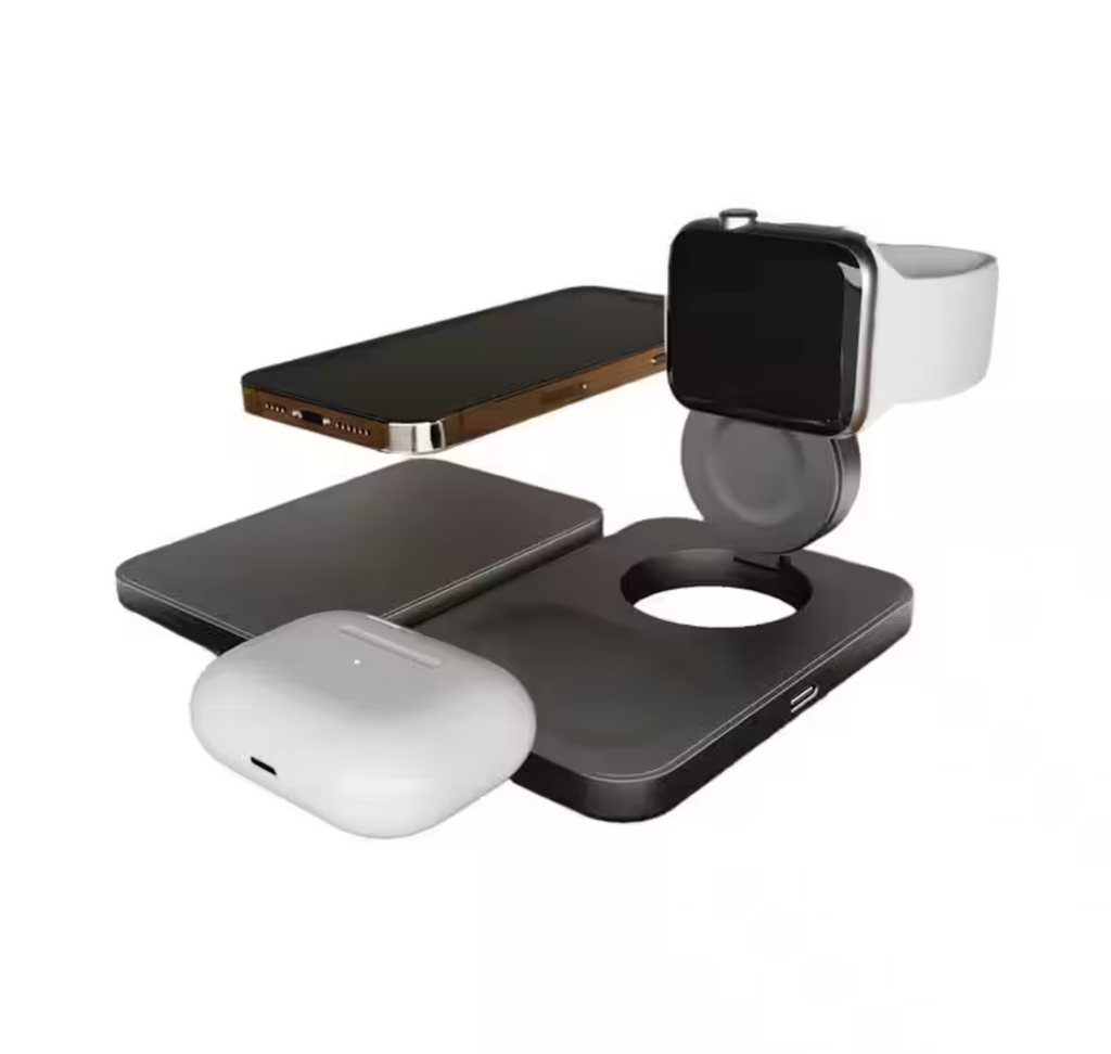 CW - Mini Foldable Wireless-Charging Pad (3 in 1) - Black