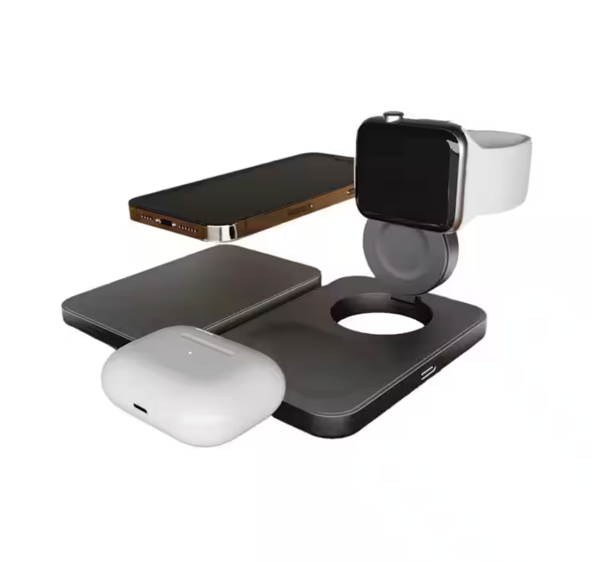 CW - Mini Foldable Wireless-Charging Pad (3 in 1) - Black