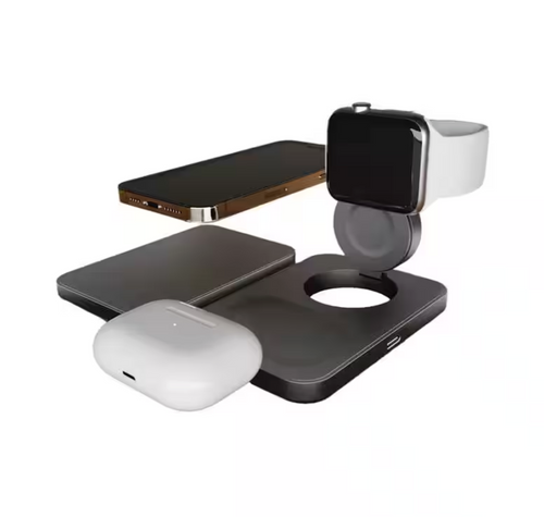 CW - Mini Foldable Wireless-Charging Pad (3 in 1) - Black