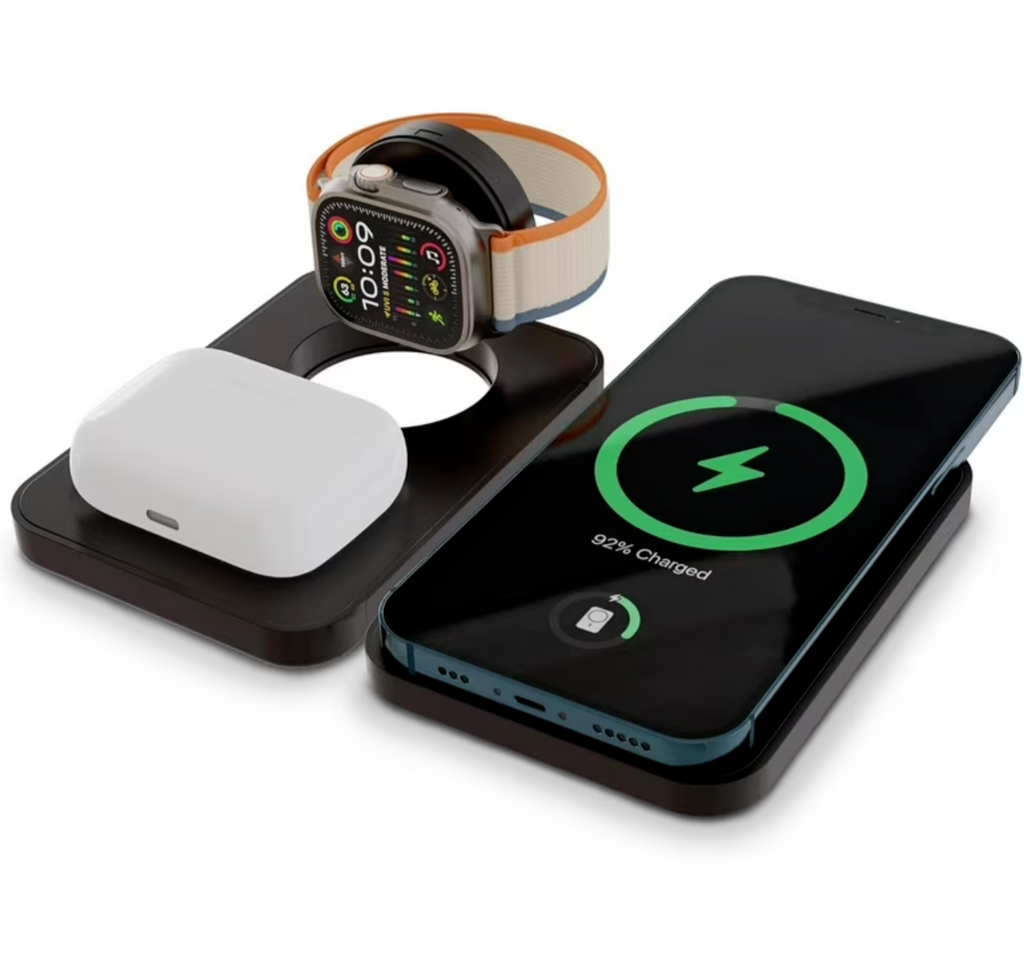 CW - Mini Foldable Wireless-Charging Pad (3 in 1) - Black