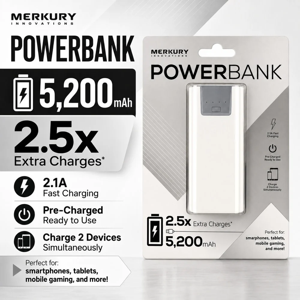 MK - 5200 MAH POWERBANK - WHITE