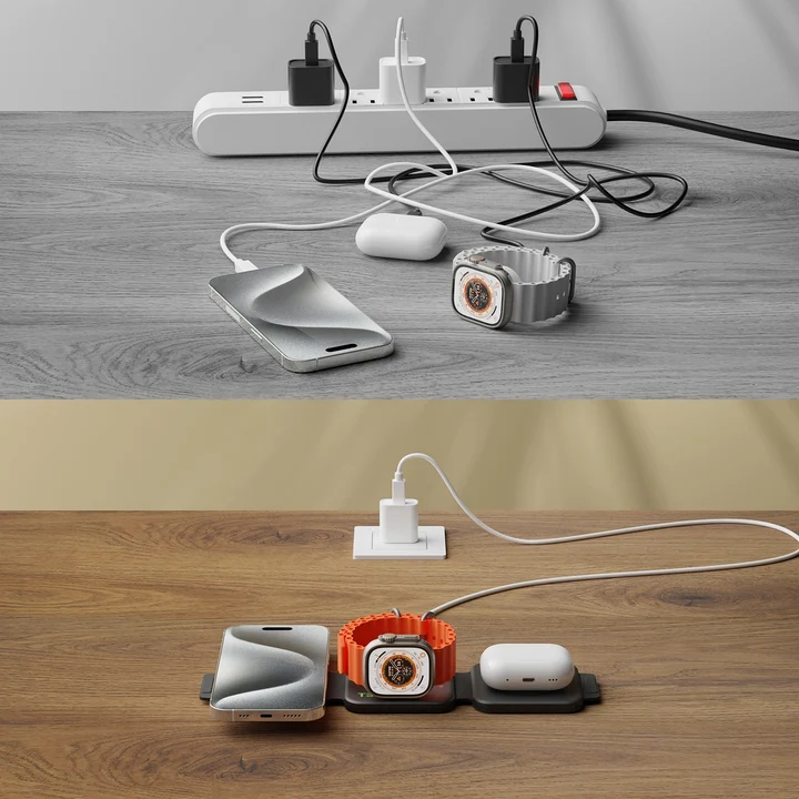 IC - 3-IN-1 WIRELESS CHARGING STATION (MAGNETIC FOLDABLE) - White