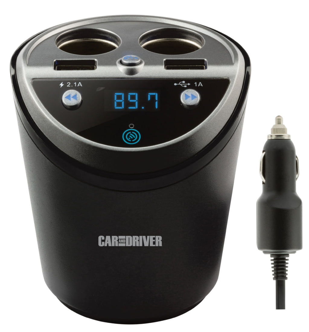 Car&Driver Car Power Station w/ 4 Charging Ports & FM Transmitter