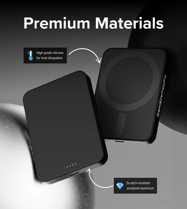 IC - M3 Mini Power Bank 5000mAH - MAGNETIC WIRELESS FAST CHARGE - Black