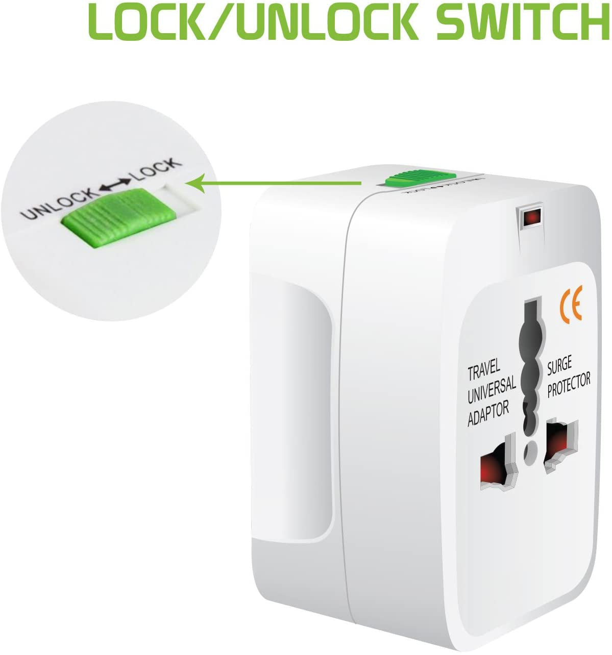 Universal International Adaptor All in One w/ 2 x USB Port - White