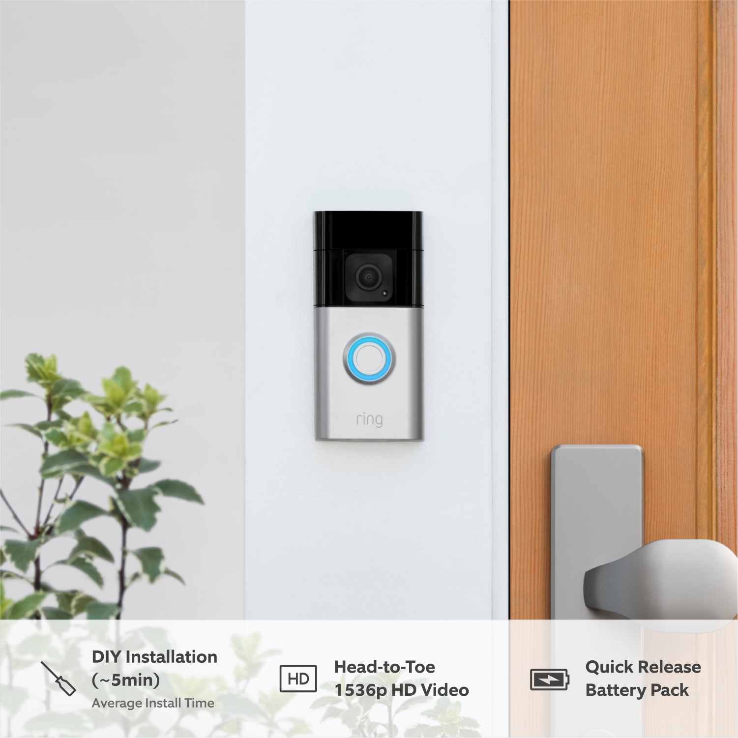 RG - Battery Doorbell Satin Nickel