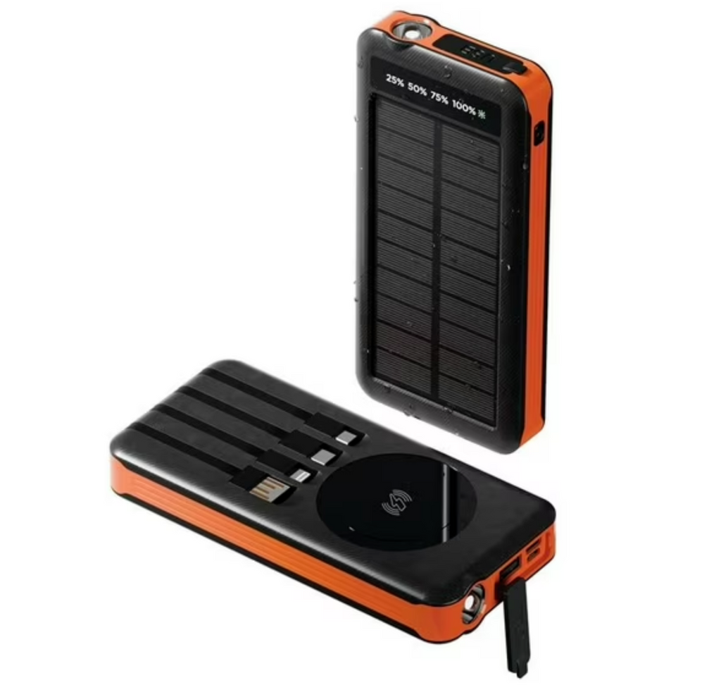 CW - Solar Power Bank 16000mah (4 Built in Cables / Qi )