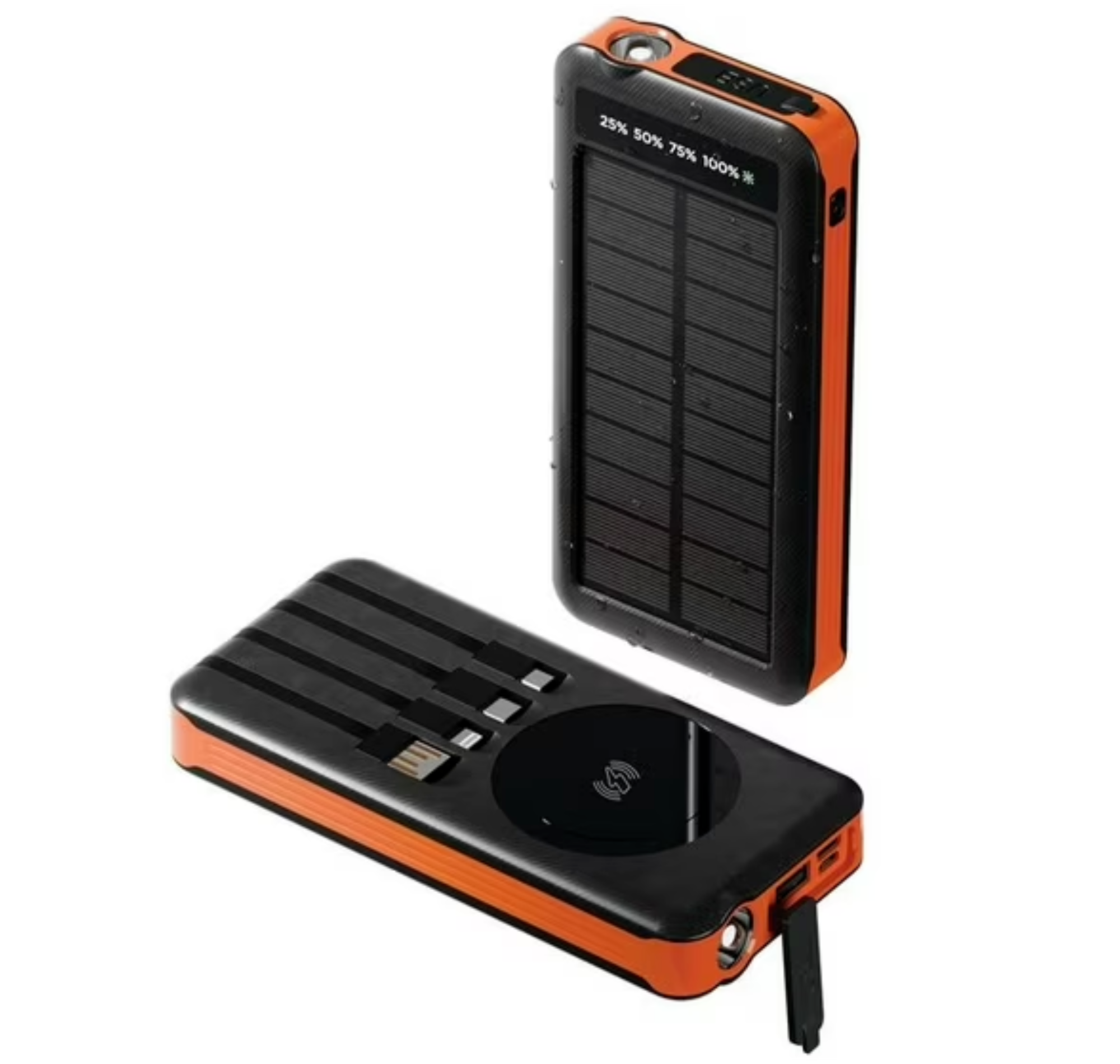 CW - Solar Power Bank 16000mah (4 Built in Cables / Qi )