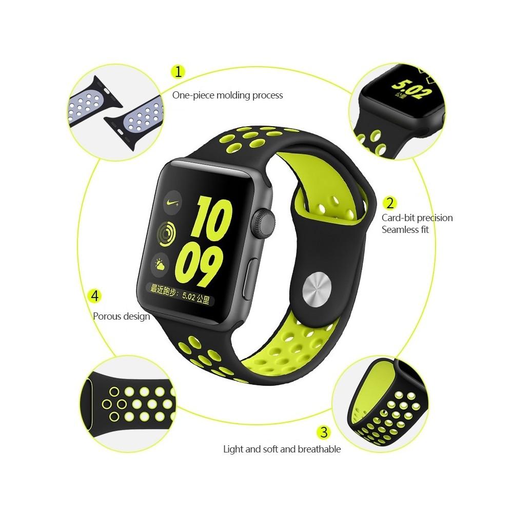 iWatch Breathable Silicone Band - Purple/Green (42-44MM) Size