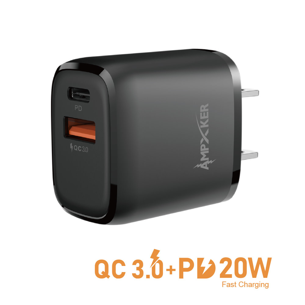 Ampker-Fast Charging Dual Port Wall Charger(38W)
