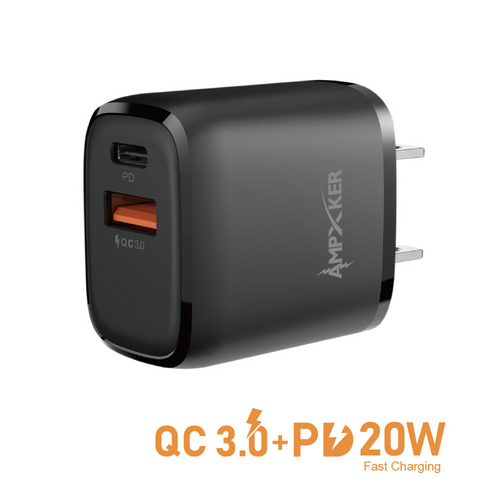 Ampker-Fast Charging Dual Port Wall Charger(38W)