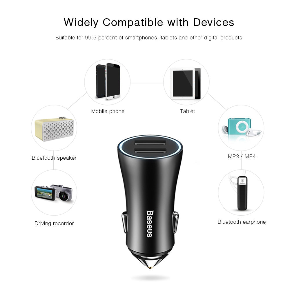 BS - Golden Contactor 2.4A Dual USB Smart Car Charger