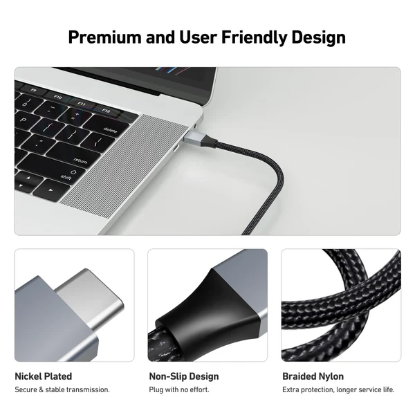 BF - USB C to HDMI 6 Feet Cable 4k Nylon Braided Thunderbolt 3/4
