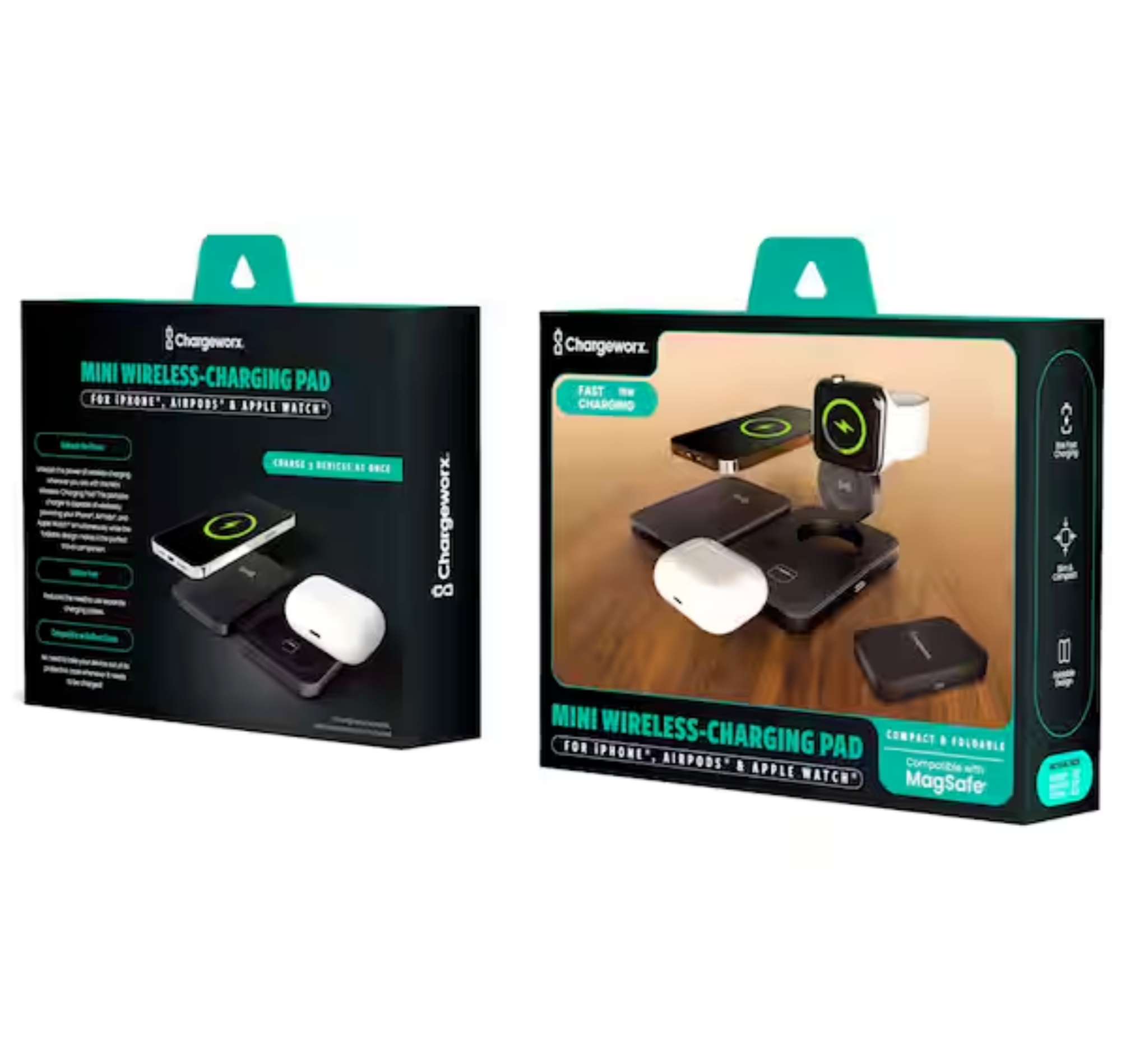 CW - Mini Foldable Wireless-Charging Pad (3 in 1) - Black