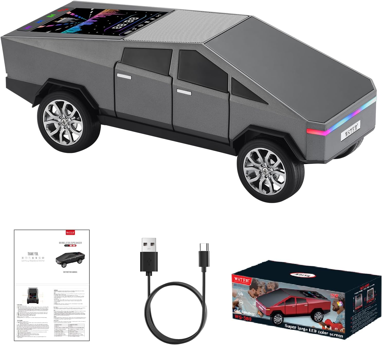 WS - Cybertruck Bluetooth Radio Speaker - Gray