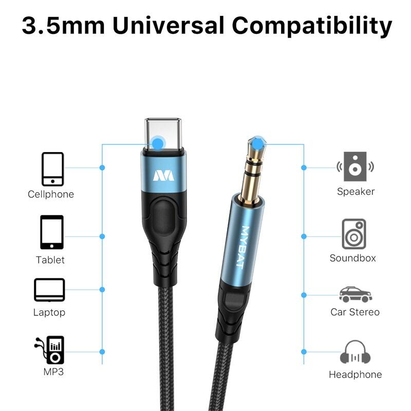 MB - USB-C to 3.5mm Male Audio Cable - 4FT - Black
